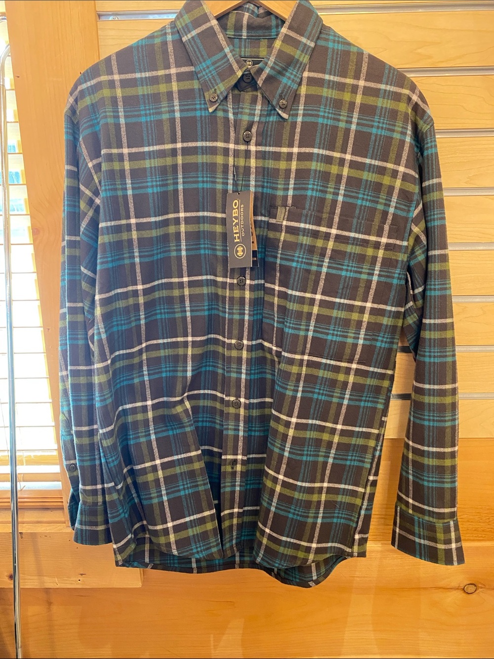 Heybo Men’s Plaid Button-Down Shirt - Teal & Olive